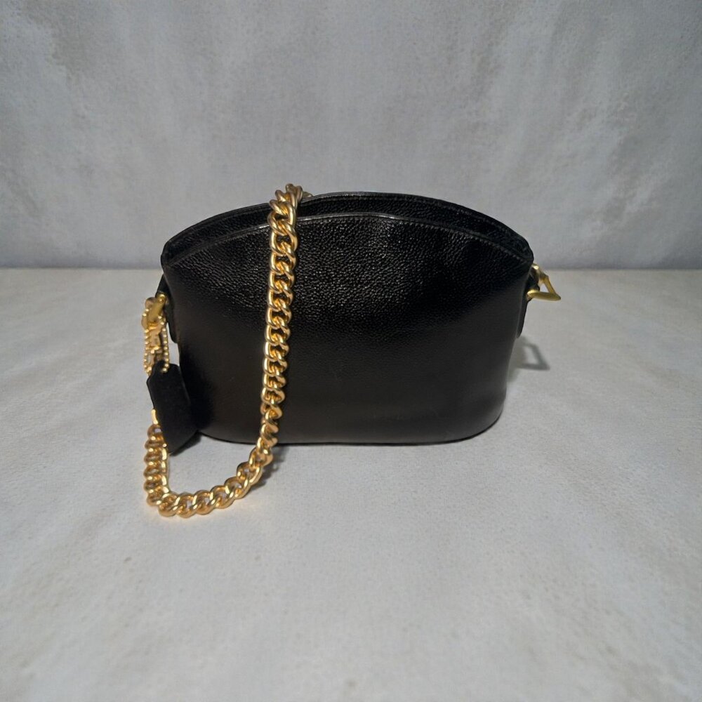 VTG Coach Madison Chapin Bag 4404 Black Caviar Leather Chain Strap 90s Italy